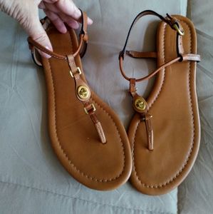 COACH  "Robyn" strappy tan leather sandals